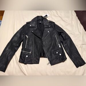 7 For All Mankind Black Leather Jacket